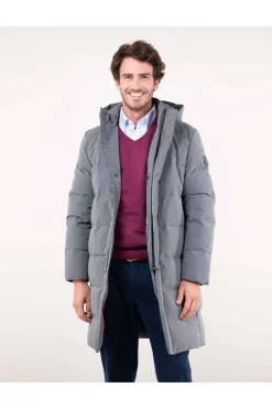 Abrigo Hombre El Ganso Acolchado Largo Franela 1040W240023 Gris