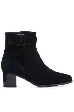 botin de mujer clarks loken zip wp black suede