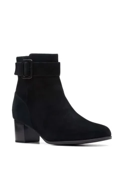 botin de mujer clarks loken zip wp black suede