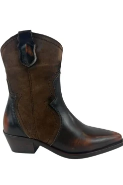 Botín Mujer LOL Shoes 7425 Keila Piel Cognac Serraje Marron