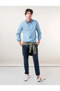 Camisa Hombre El Ganso garment dyed 1050s240032 azul acero
