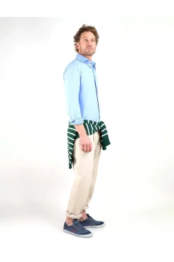 Camisa Hombre El Ganso 1050s 250079 popelín garment dyed azul