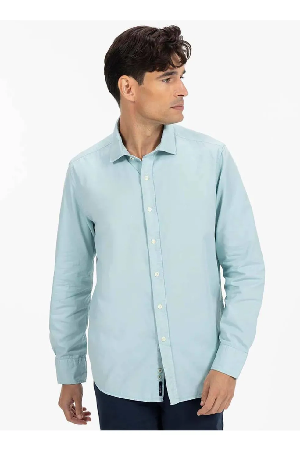 Camisa Hombre El Pulpo Logo a Tono Sarga Lavada 11050925406815 Verde Agua Levadé