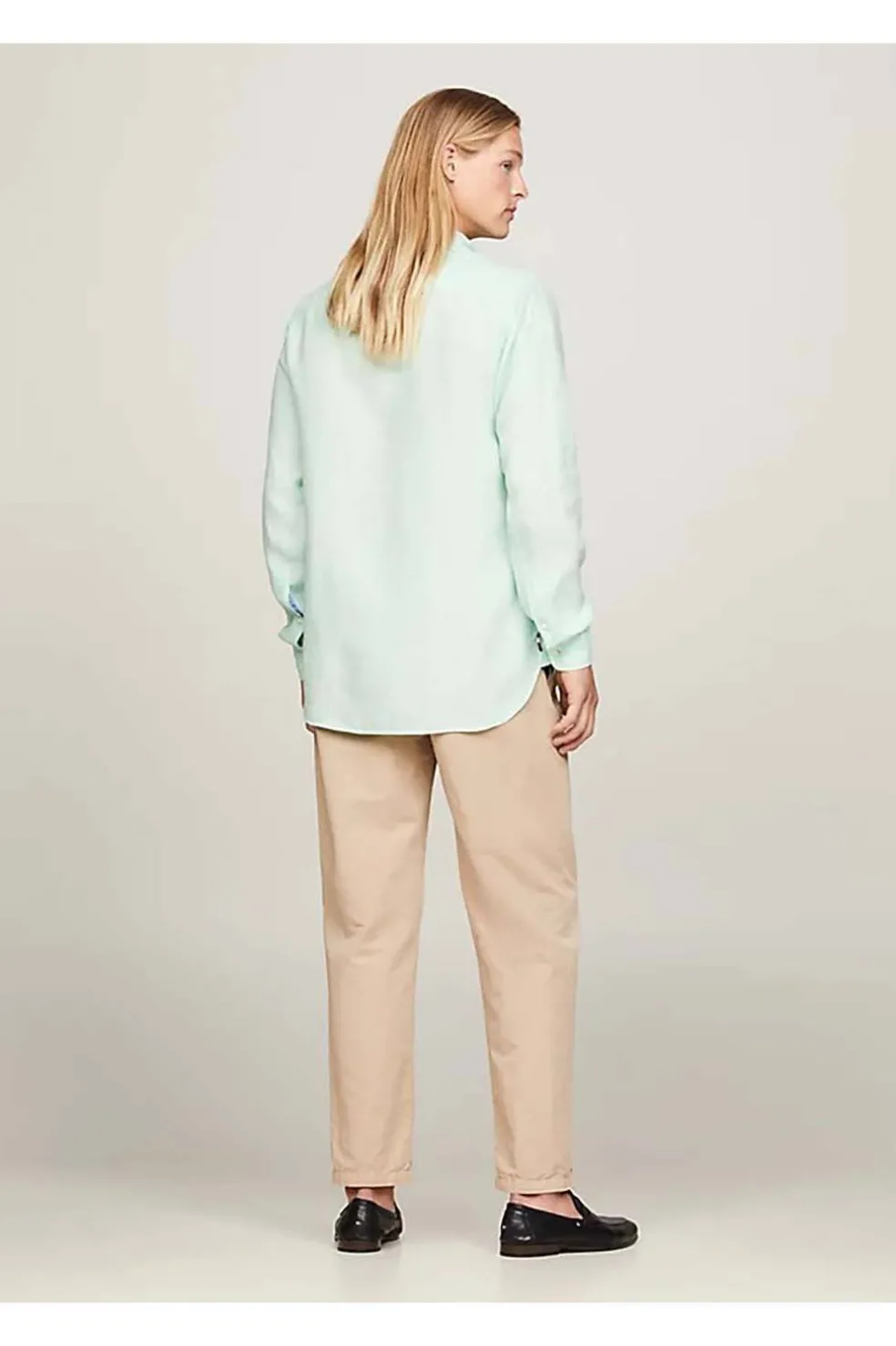 camisa Tommy Hilfiger de lino teñido con pigmentos mw0mw34602 lxz