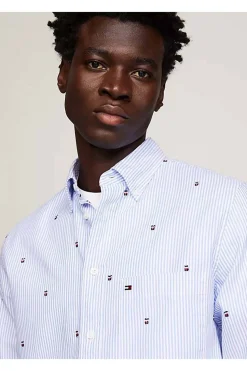camisa Tommy Hilfiger global stripe de corte regular mw0mw34608 0a5