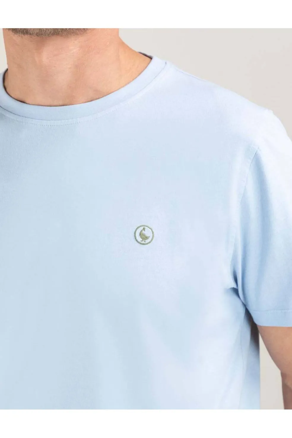 camiseta Hombre El Ganso 1100s 250067 cuello caja garment dyed celeste
