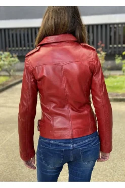 Cazadora cuero estilo perfecto Tonny Red