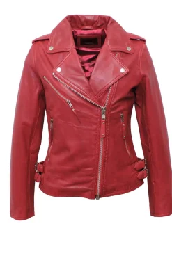 Cazadora cuero estilo perfecto Tonny Red