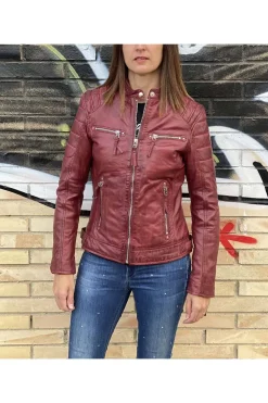 Cazadora cuero ldmdp burgundy