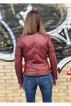 Cazadora cuero ldmdp burgundy