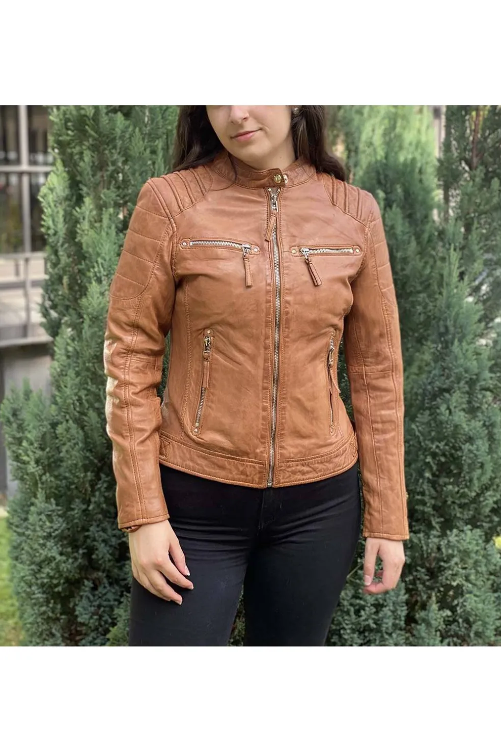 Cazadora cuero ldmdp tan