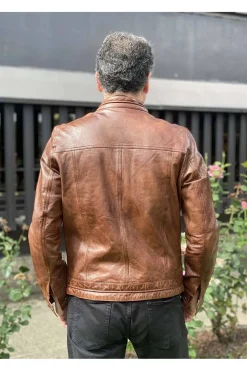 Cazadora cuero MDP biker 2029 walnut