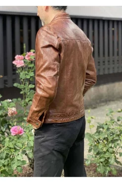Cazadora cuero MDP biker 2029 walnut