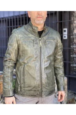 Cazadora cuero MDP biker pr506 forest
