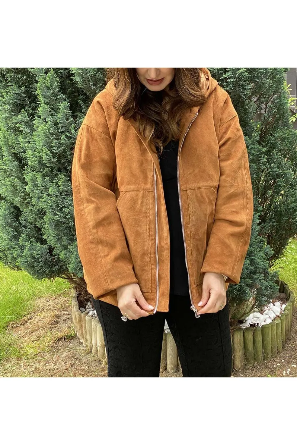 Cazadora de ante Mujer Medinapiel ventin cognac champagne