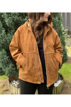 Cazadora de ante Mujer Medinapiel ventin cognac champagne