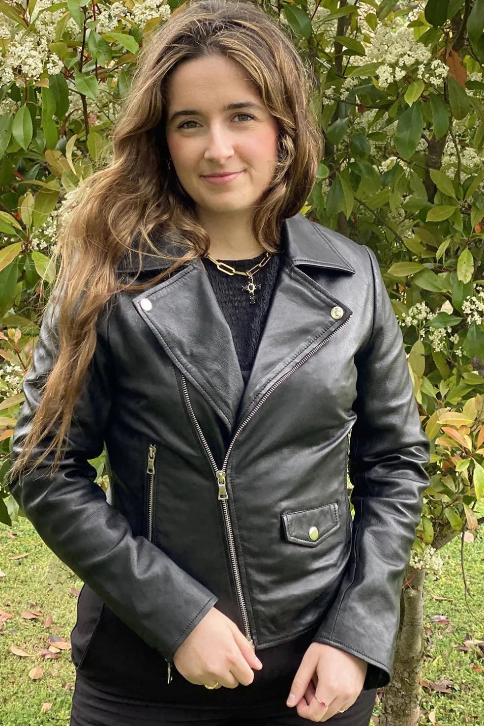 Cazadora de Cuero de Mujer MDP Julia Negro