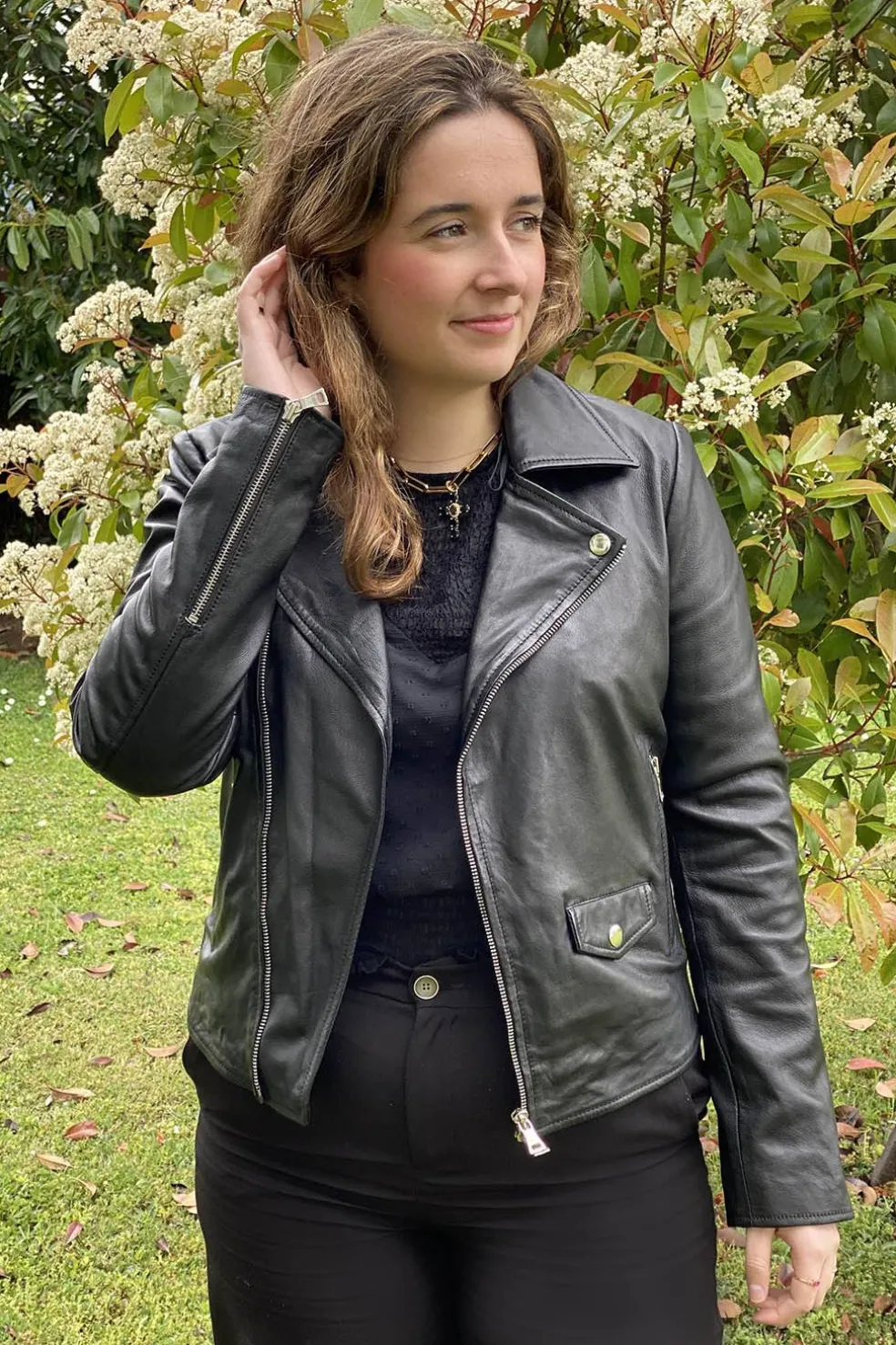 Cazadora de Cuero de Mujer MDP Julia Negro