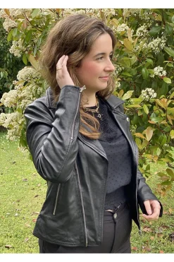 Cazadora de Cuero de Mujer MDP Julia Negro