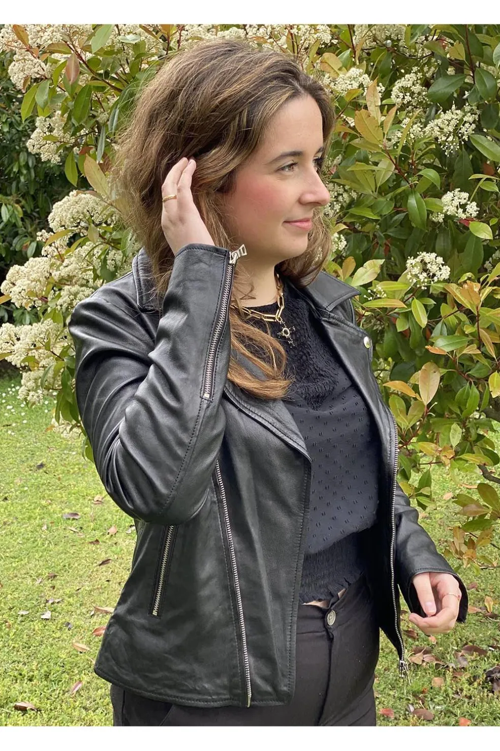 Cazadora de Cuero de Mujer MDP Julia Negro