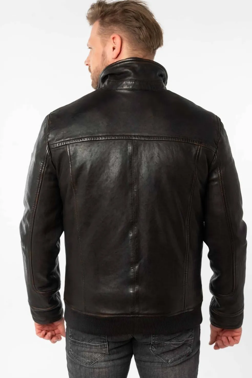 Cazadora de Cuero Hombre Mauritius bromu vintage black 1201 0769