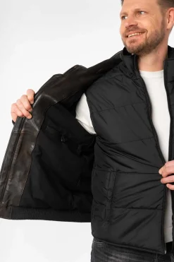 Cazadora de Cuero Hombre Mauritius bromu vintage black 1201 0769