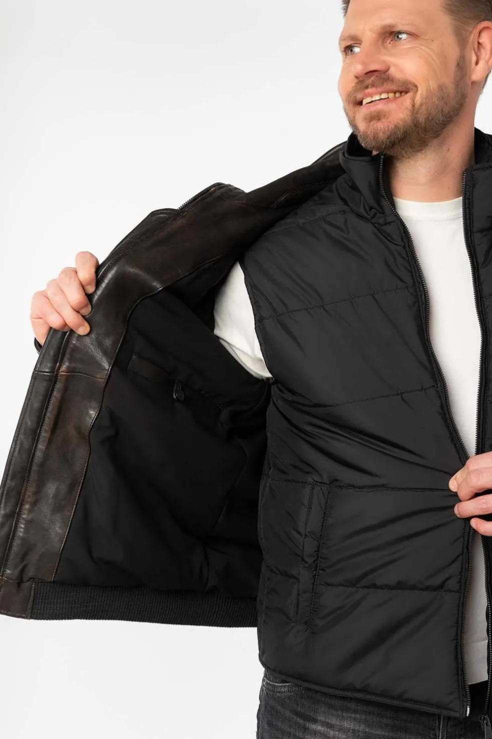 Cazadora de Cuero Hombre Mauritius bromu vintage black 1201 0769