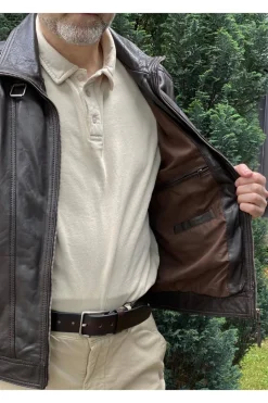 Cazadora de Cuero Hombre MDP Nacho Zeland Brown