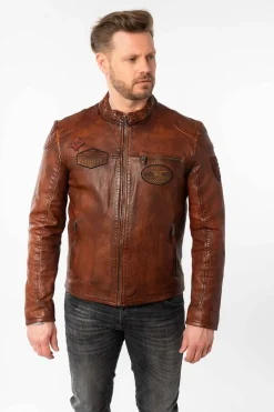 Cazadora de Cuero Hombre Mauritius kendrik 1201 0860 whiskey