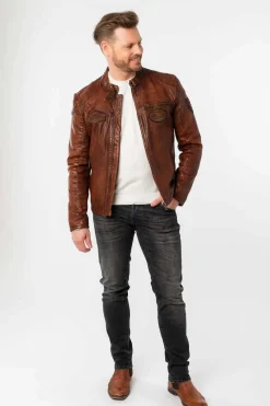 Cazadora de Cuero Hombre Mauritius kendrik 1201 0860 whiskey