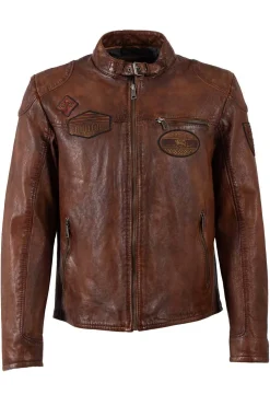 Cazadora de Cuero Hombre Mauritius kendrik 1201 0860 whiskey