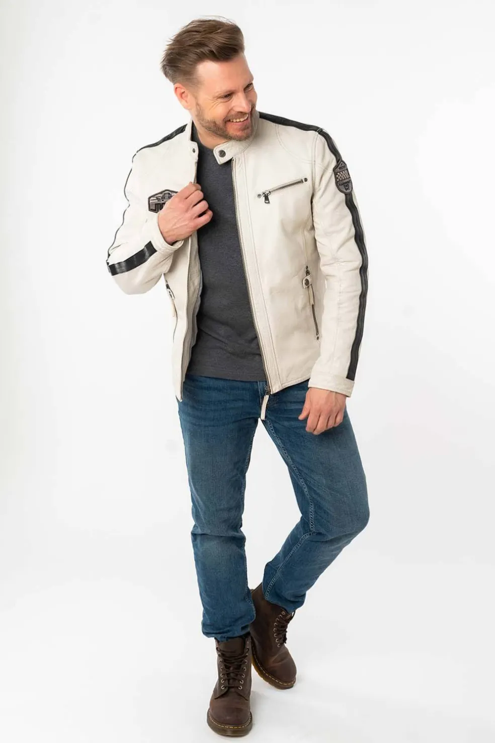 Cazadora de Cuero Hombre Mauritius shyko 1201 0791 offwhite