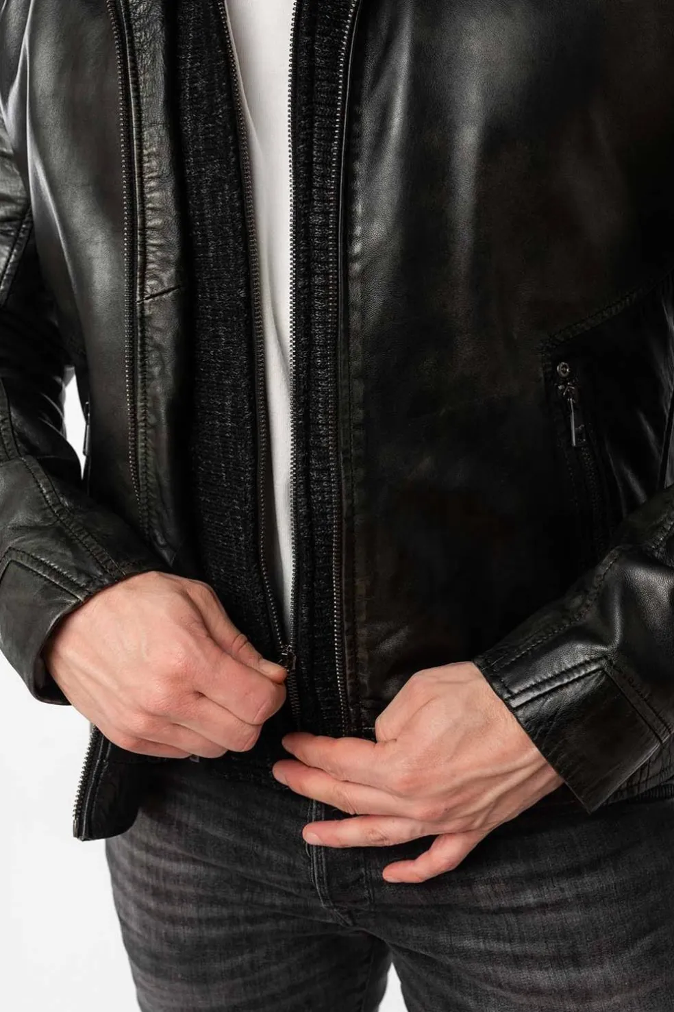 Cazadora de Cuero Hombre Mauritius cholly dark anthracite 1201 0804 9026