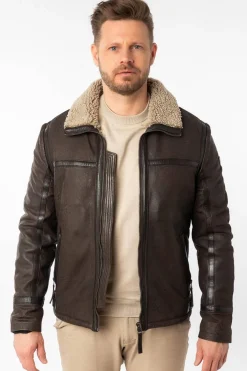 Cazadora de Cuero Hombre Mauritius Alasko 1201 0746 Dark Taupe