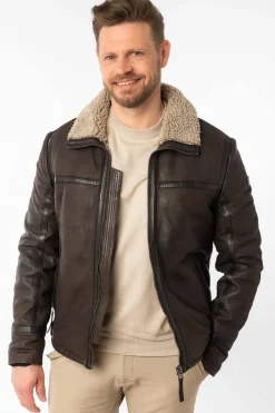 Cazadora de Cuero Hombre Mauritius Alasko 1201 0746 Dark Taupe