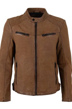 Cazadora de Cuero Hombre Mauritius taibo dark camel