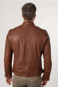 Cazadora de Cuero Hombre Mauritius collins 1201 0667 whiskey