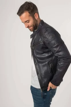 Cazadora de Cuero Hombre Mauritius Reeser 1201 0666 vintage blue