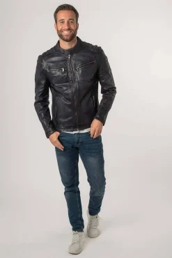 Cazadora de Cuero Hombre Mauritius Reeser 1201 0666 vintage blue