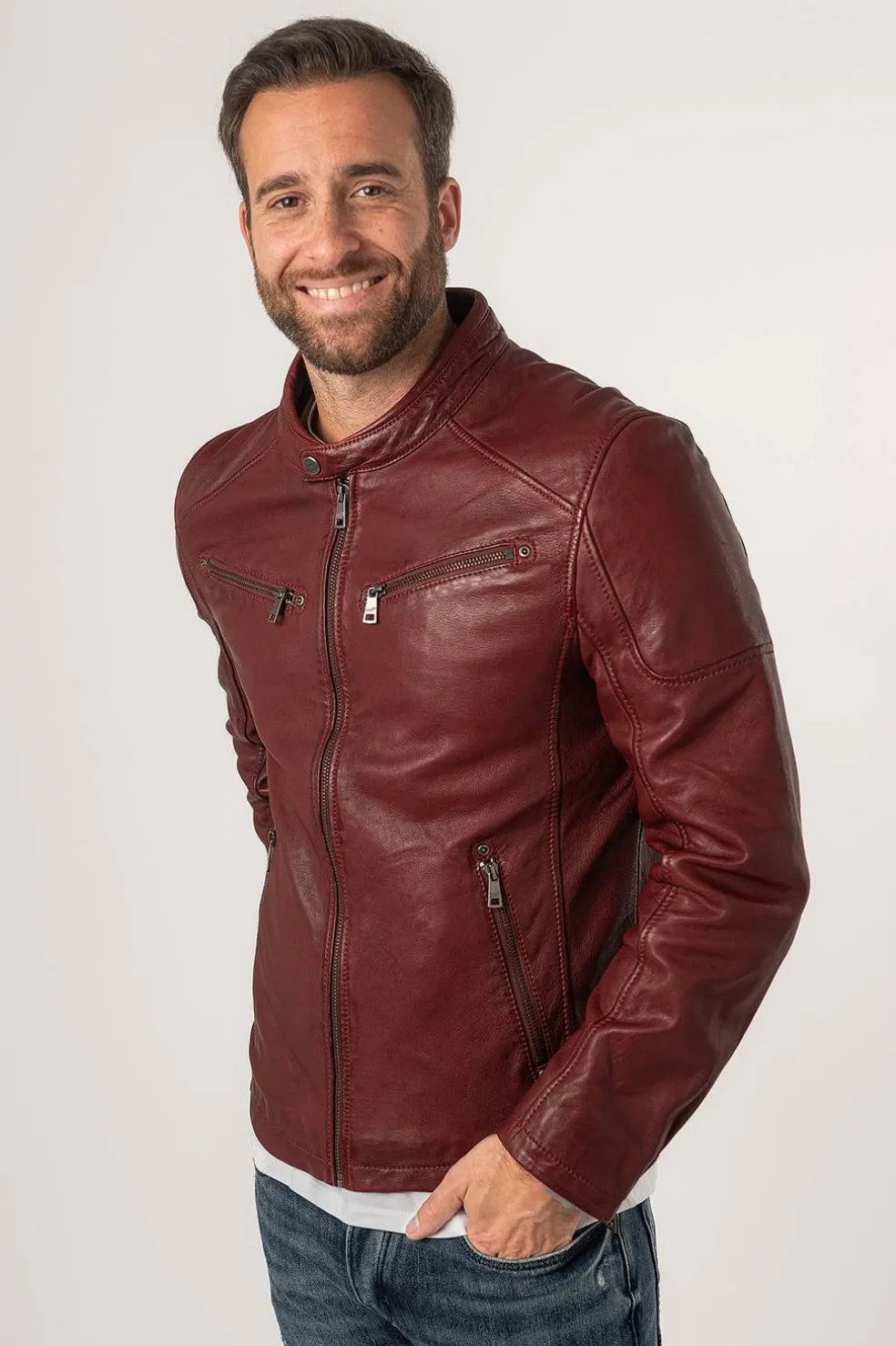 Cazadora de Cuero Hombre Mauritius Morkin 1201 0736 Dark Red