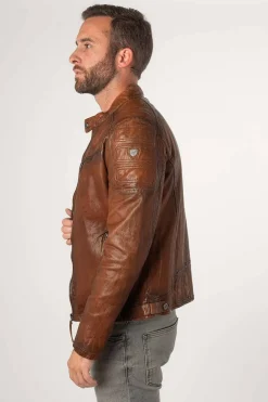 Cazadora de Cuero Hombre Mauritius Reeser 1201 0666 Cognac