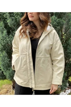 Cazadora de Cuero Mujer Medinapiel ventin polar champagne