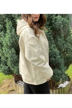 Cazadora de Cuero Mujer Medinapiel ventin polar champagne