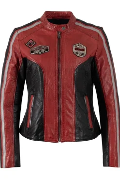 Cazadora de Cuero mujer mauritius fastyness red 1101 0756