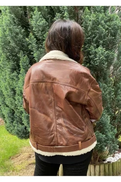 Cazadora de Cuero Mujer Medinapiel quincoces walnut garvaish