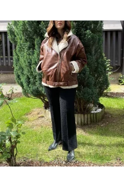 Cazadora de Cuero Mujer Medinapiel quincoces walnut garvaish