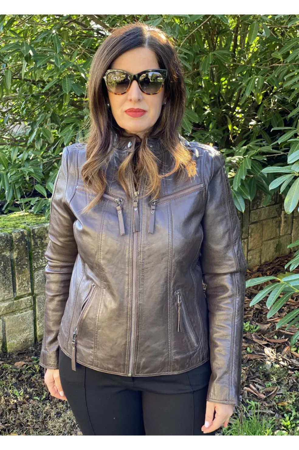 Cazadora de Cuero Mujer MDP Solly Marron