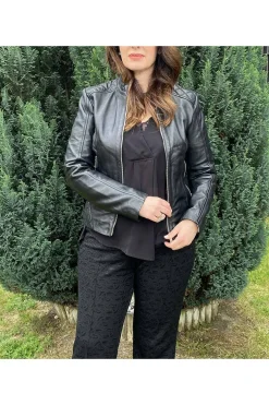 Cazadora de Cuero Mujer Medinapiel aostri black anilina l00139