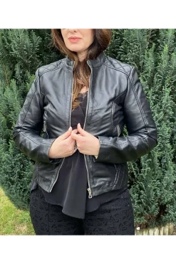 Cazadora de Cuero Mujer Medinapiel aostri black anilina l00139