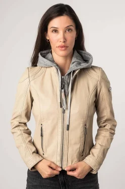 Cazadora de Cuero Mujer Mauritius Adila 1101 0672 Off White